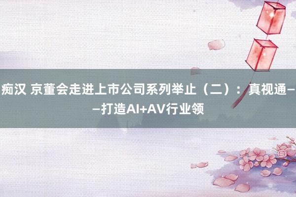 痴汉 京董会走进上市公司系列举止（二）：真视通——打造AI+AV行业领